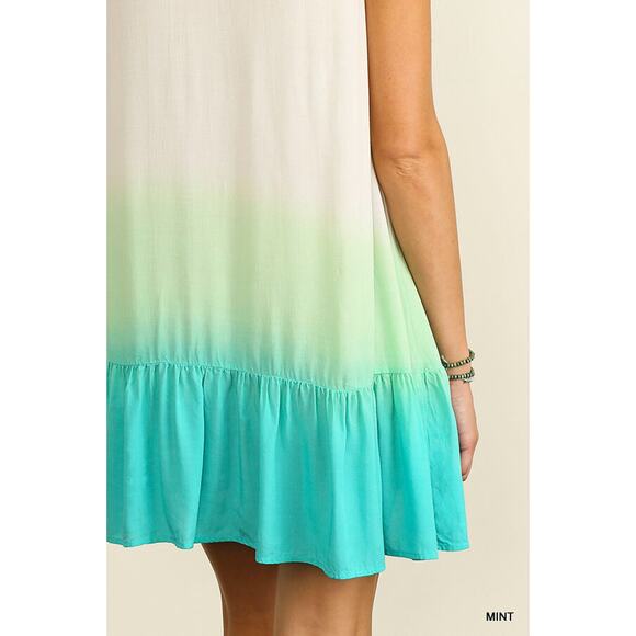 Umgee Dress Sz S Mint Beaded Embellished Ombre Embroidered Summer Cottage Tunic - Picture 3 of 5